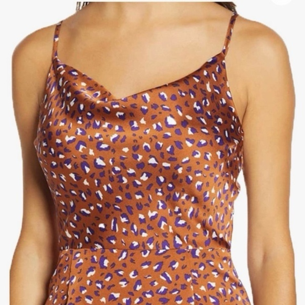 J.O.A. Brown and Purple Leopard Print Mini Dress